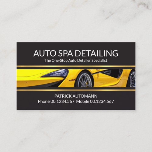 Sports Car Gold Lines Auto Detailing ZazzleMade Business Card
