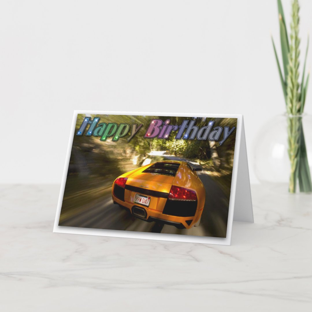 Sports Car Happy Birthday Picture Card Zazzle