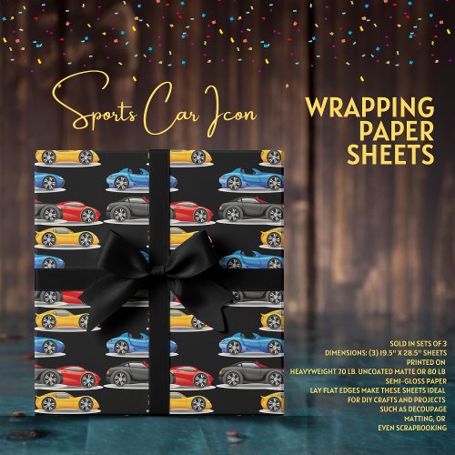 Sports Car Icon Wrapping Paper Sheets