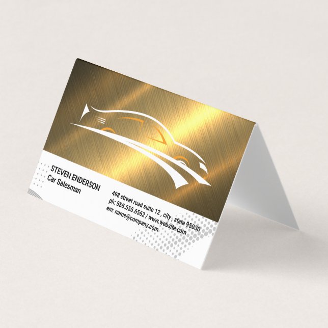 Sports Car Logo | Gold Metallic Business Card (Front)