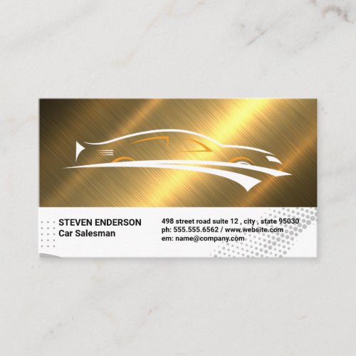 Sports Car Logo  Gold Metallic Business Card