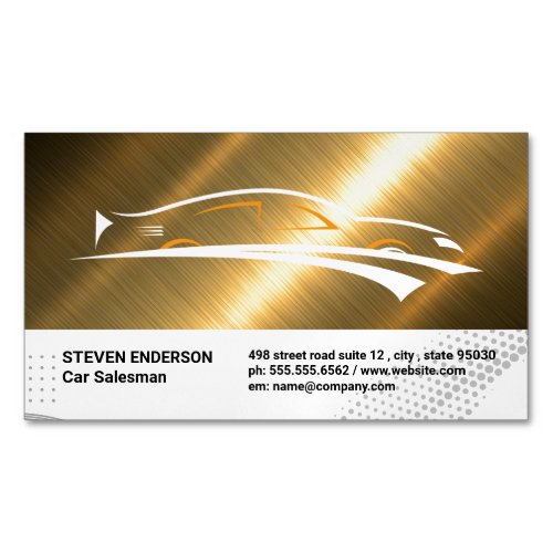 Sports Car Logo  Gold Metallic Business Card Magnet
