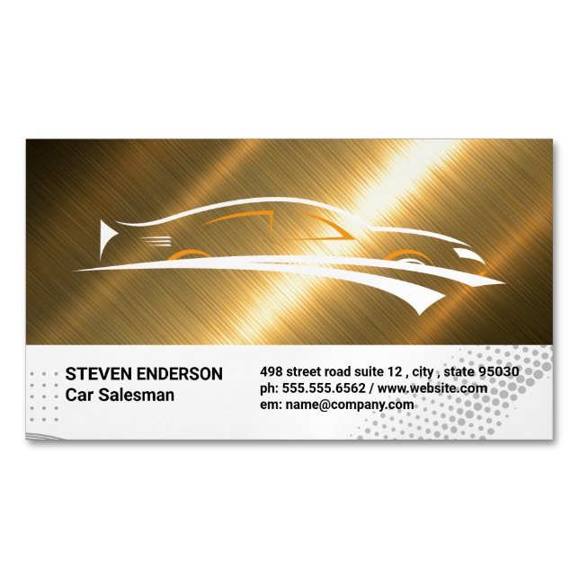 Sports Car Logo | Gold Metallic Business Card Magnet (Front)
