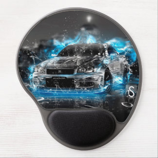 Sports car on blue flame Gel Mousepad