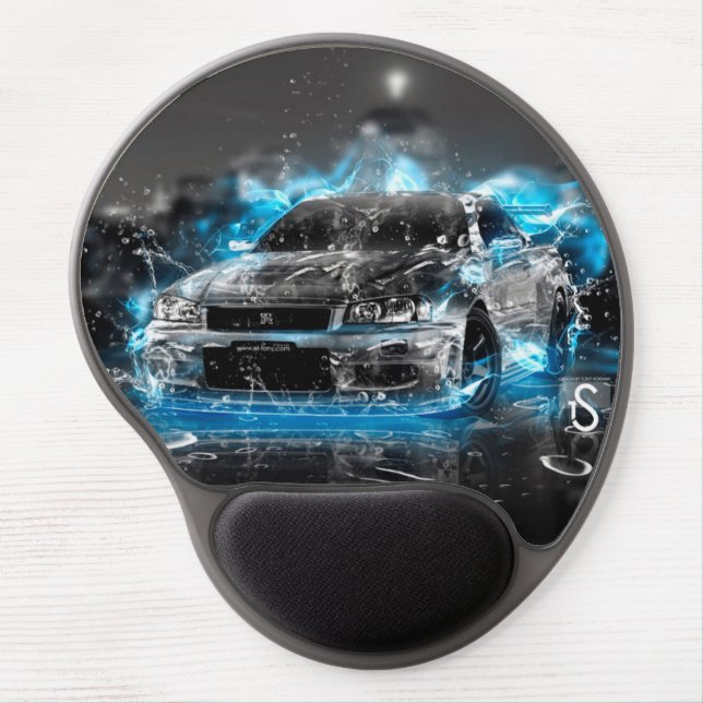 Sports car on blue flame Gel Mousepad (Front)