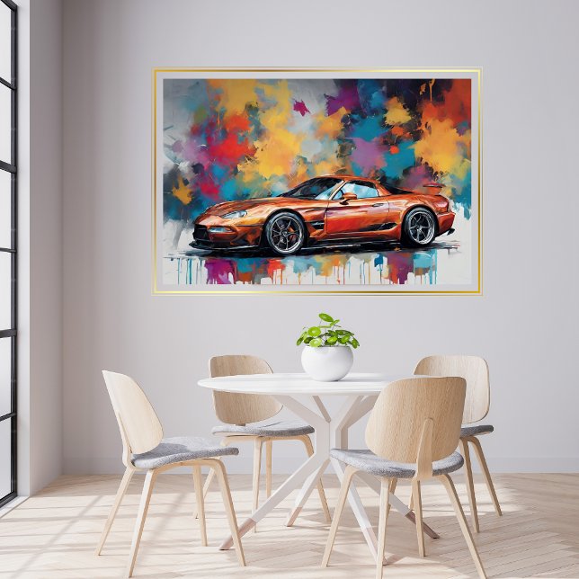 Sports Car Orange Modern Art Poster (Sports Car Orange Modern Art Poster)