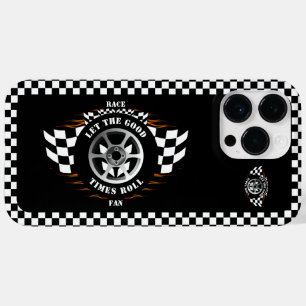 Sports Car Racing Checkered Flags Flames Wheel Case-Mate iPhone 14 Pro Max Case