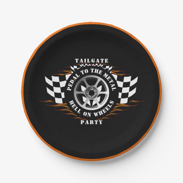 Sports Car Racing Fun Tailgate Party Celebration Paper Plates (Front)