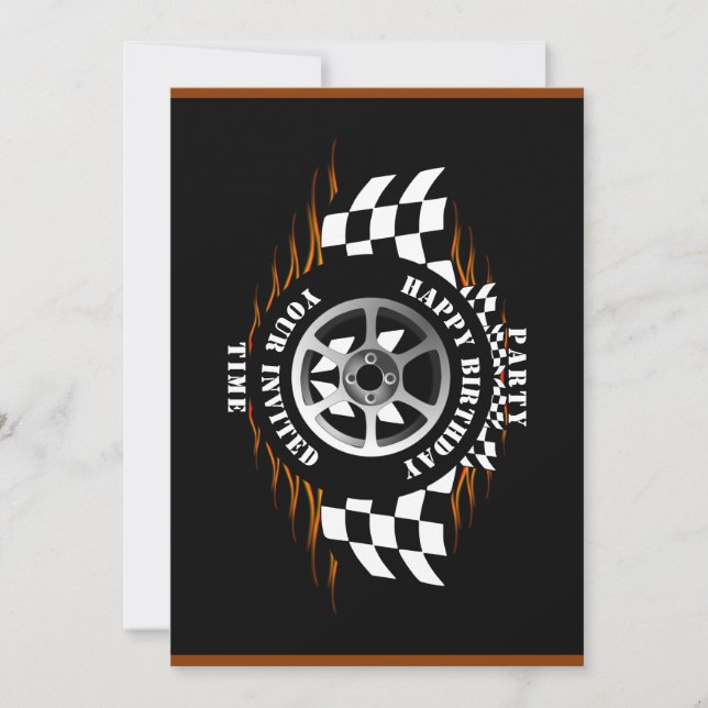 Sports Car Racing Party Checkered Flag Celebration Invitation (Front)