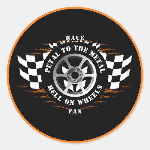 Sports Car Racing Pro Driver Checkered Flag Helmet Classic Round Sticker