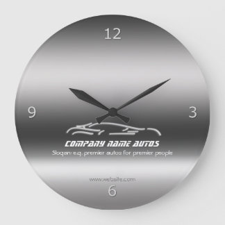Sports Car Sales and Repairs, line art auto logo Large Clock