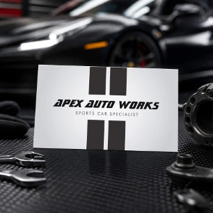 Sports Car Specialist Racing Stripes Gray Business Card