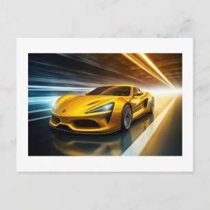 Sports car supercar vehicle motion. postcard