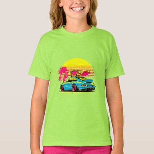 SPORTS CAR SURFING ON SUNSET T_Shirt