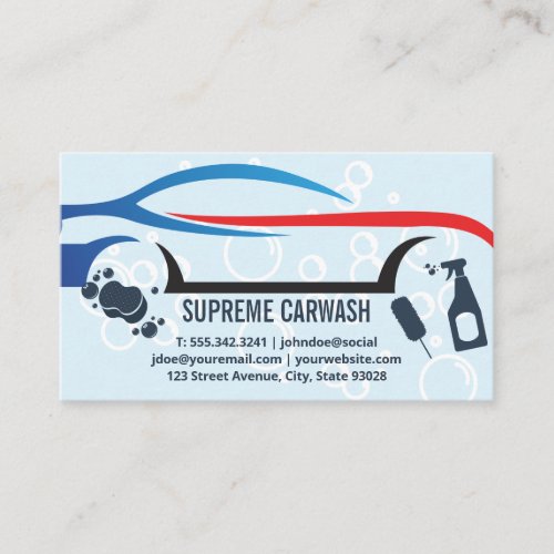 Sports Car Wash and Cleaning Tools Business Card