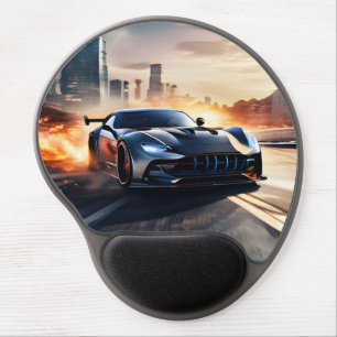 Sports Car with Flames Fantasy Gel Mouse Pad