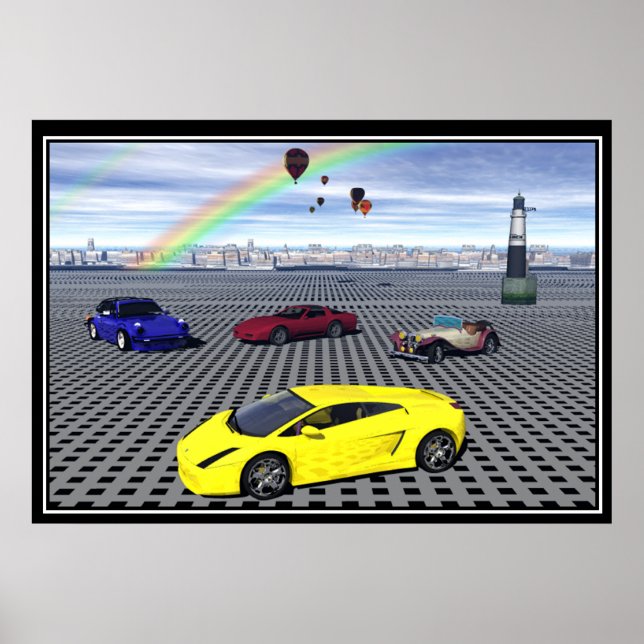 Sports Cars balloons Abstract Poster (Front)