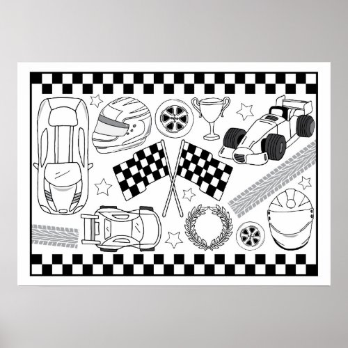 Sports Cars Racing Driver Boys DIY Coloring Poster