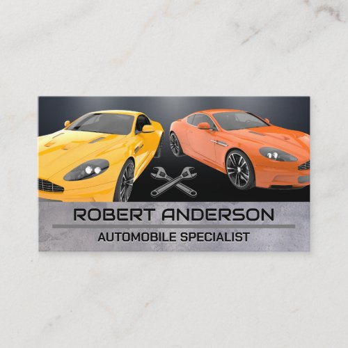 Sports Cars  Wrench Logo Business Card