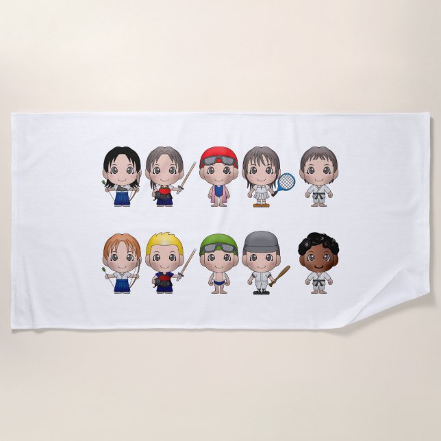 Sports cartoon beach towel. towel (Front)