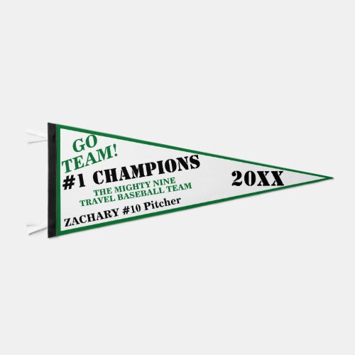 Sports Champions Player NAME Green White  Pennant Flag