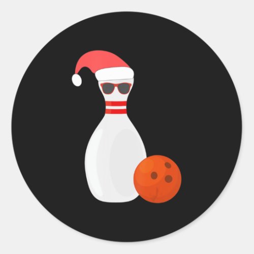 Sports Christmas Bowling  _ Snowman Bowling  Classic Round Sticker