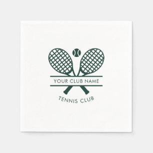 Sports Club Name Tennis Green Rackets Motif Paper Napkins