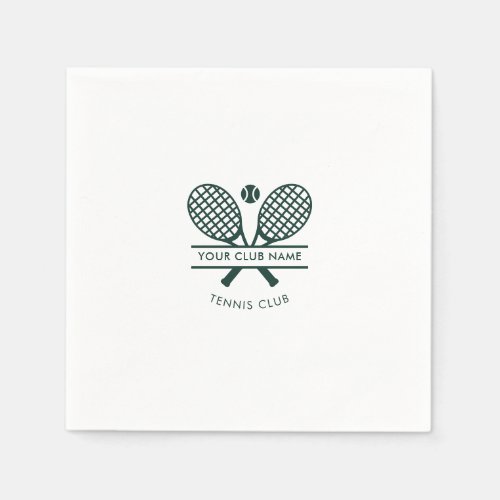 Sports Club Name Tennis Icons Green Logo Paper Napkins