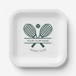 Sports Club Name Tennis Icons Green Logo Paper Plates