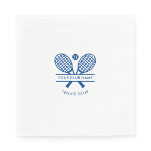 Sports Club Name Tennis Racket Motif Paper Napkins