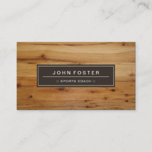Sports Coach - Border Wood Grain Business Card