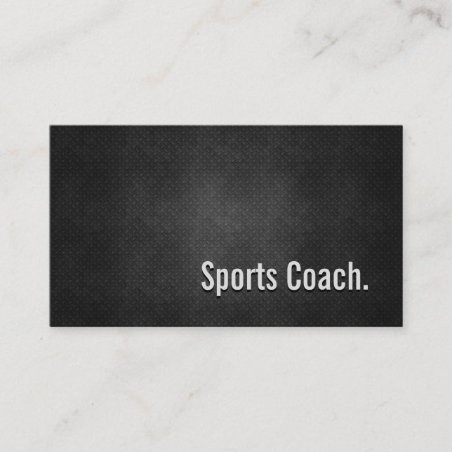 Sports Coach Cool Black Metal Simplicity Business Card (Front)