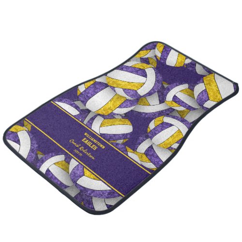 sports coach gifts purple gold volleyball pattern car floor mat