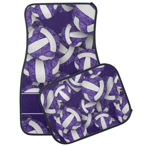 sports coach gifts purple white volleyball pattern car floor mat