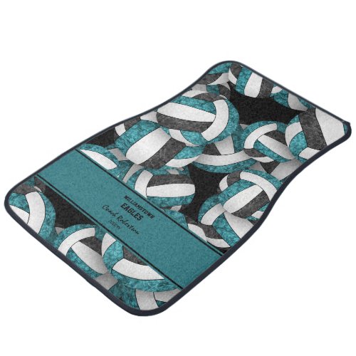 sports coach gifts teal black volleyball pattern car floor mat