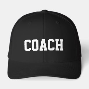 Sports coach hat. Black cap with custom text