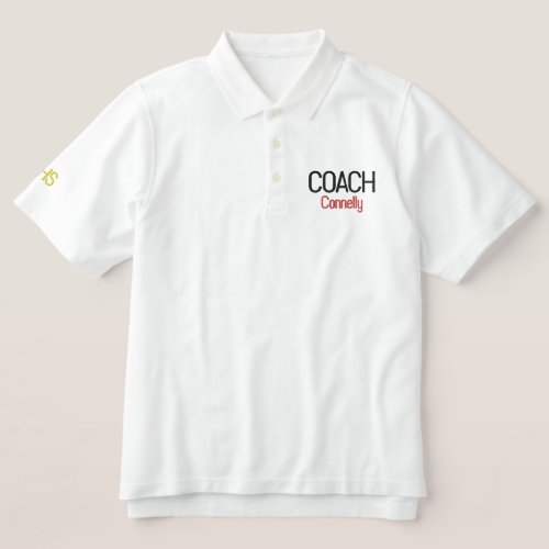 Sports COACH NAME School INITIALS Colors  Embroidered Polo Shirt