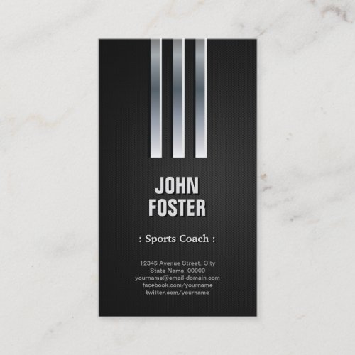 Sports Coach - Steel Metal Look Business Cards