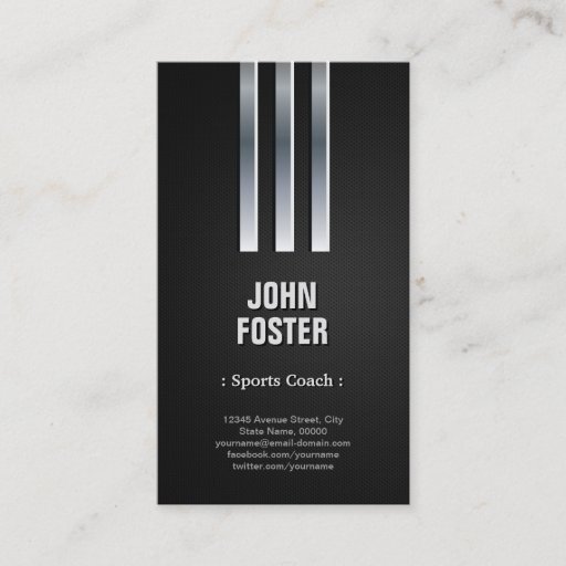 Customizable Sports Coach - Steel Metal Look Business Cards