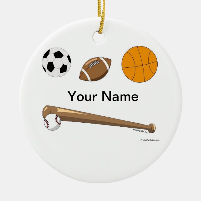 Sports Collage Ceramic Ornament (Front)