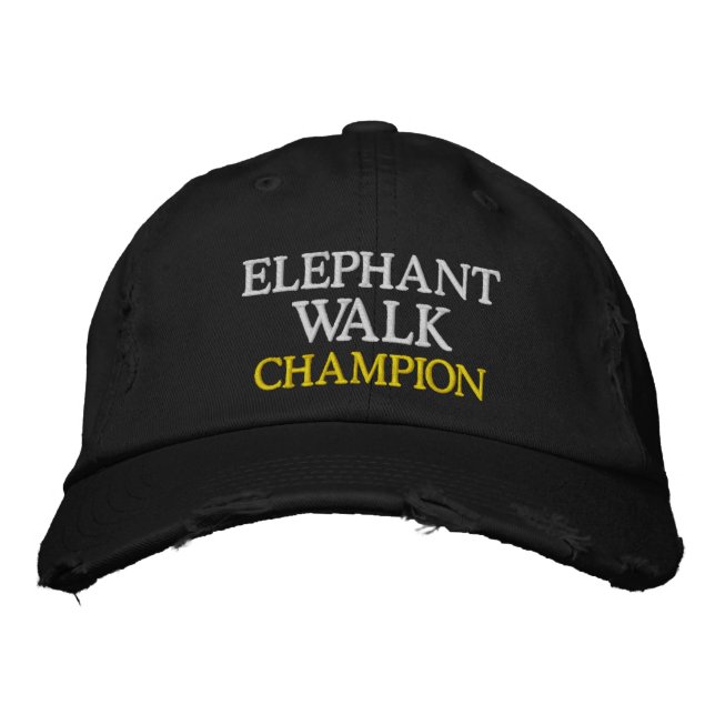 Sports College Drinking Game ELEPHANT WALK CHAMP Embroidered Baseball Cap (Front)