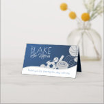 Sports Combo Seating Card<br><div class="desc">Multi sports theme bar mitzvah seating tent card in dark blue to compliment our invitations.</div>