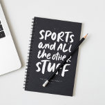 Sports cool type black and white family planner<br><div class="desc">If you have kids doing a lot of sports, this sports theme planner is for you! Write down all the games and all the other things in this stylish black and white calendar perfect for a football mom, soccer mom, baseball mom - or all of the above. With its cool...</div>