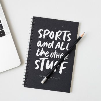 Sports Cool Type Black And White Family Planner by LeaDelaverisDesign at Zazzle