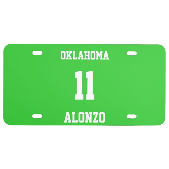 Sports Custom Lime Green License Plate (Front)