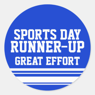 Sports day runner-up great effort sticker blue