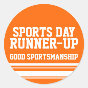 Sports day runner-up sportsmanship sticker orange