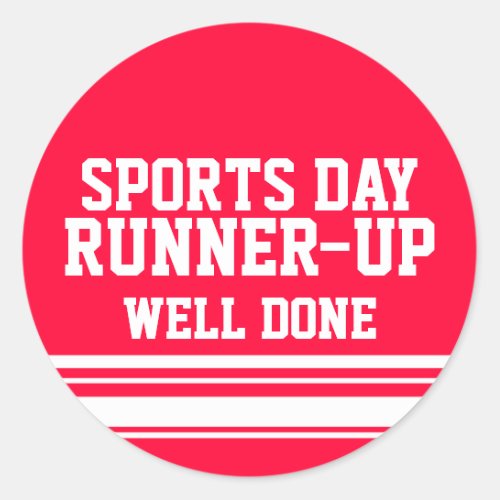 Sports day runner_up well done sticker red