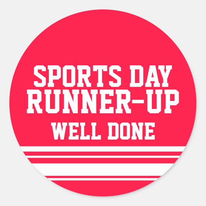 Sports day runner up well done sticker red