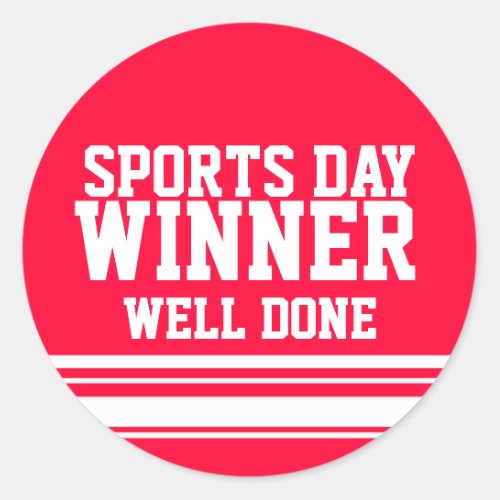 Sports day Winner well done sticker red